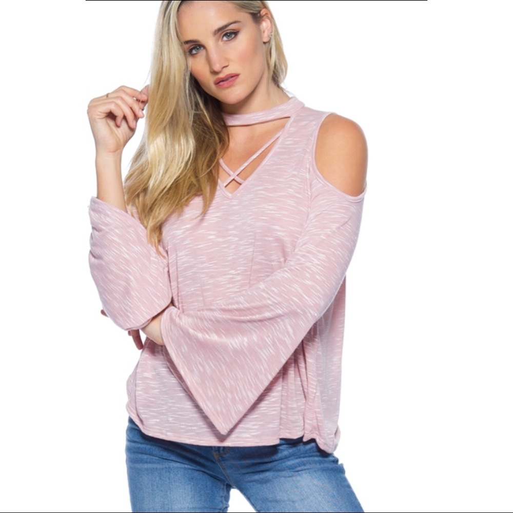 SALES ❗️Mauve Purple Crisscross Cold Shoulder top